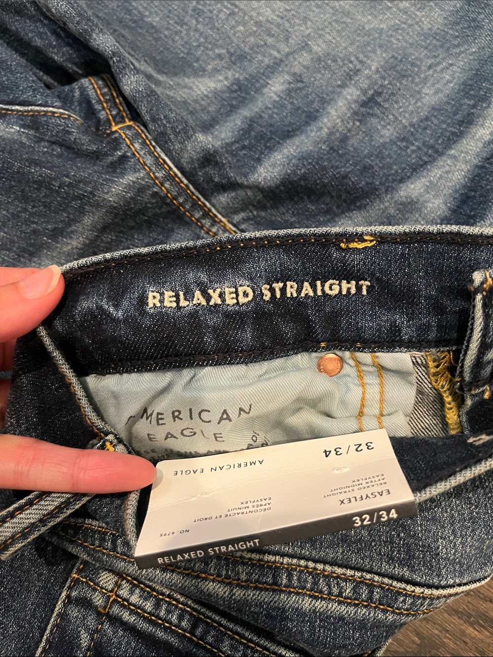 American Eagle NWT Easy Flex Relaxed Straight After Midnight Men’s Jeans 32/34 - Picture 3 of 4